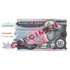 P39S Zaire - 20.000 Zaires Year 1991